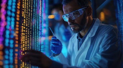 Scientist Analyzing Data in Modern Laboratory Setting