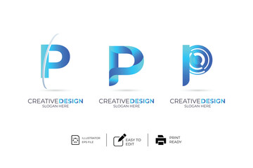 vector P Letter minimalist creative business company Logo Design Free Icon 