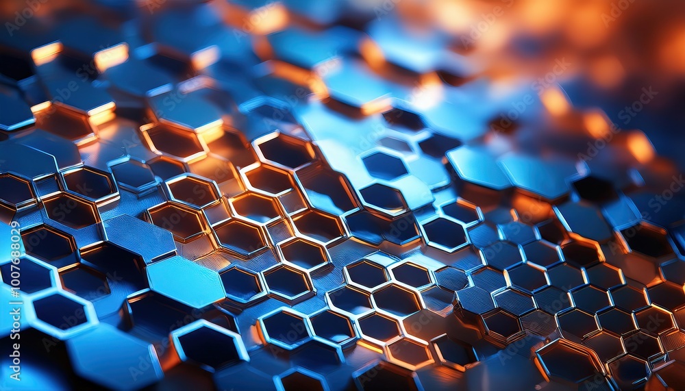 Poster Metallic Hexagonal Pattern Background Design