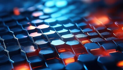 Fototapeta premium Hexagonal Pattern with Blue and Orange Glow