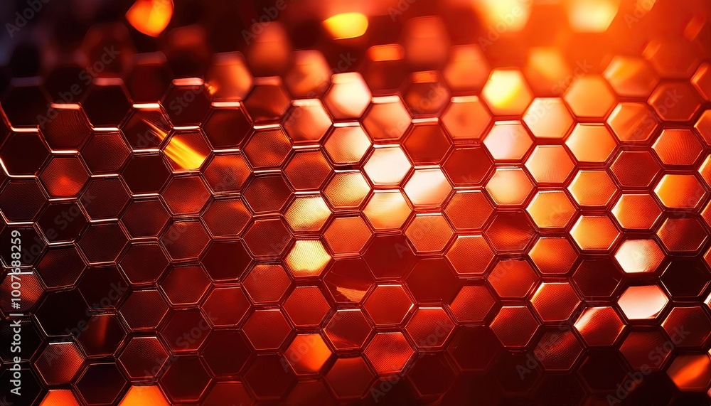 Poster hexagonal mesh pattern with warm glow