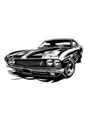  Muscle car | Vintage Car | American Sports Car | Racing Car | Classic Car | Car | Car Lover | Mustang | Original Illustration | Vector and Clipart | Cutfile and Stencil