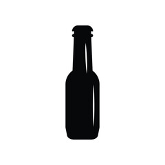 Glass bottle. Beer. Bottle silhouette in black color. Stencil bottle. Flask template. Glass container. Cup. Jar icon. Shape For 3d modeling. Logo template. Soda