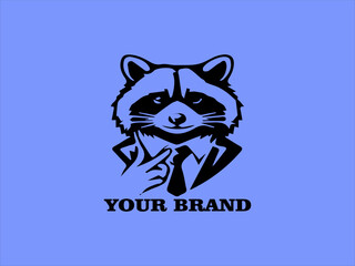 Vector Portrait of a Funny Raccoon, Raccoon Wearing Sunglasses Raccoon Logo Design Cute Raccoon Character
