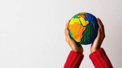 Hands holding a colorful globe representing global awareness.