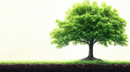 Fototapeta premium Lush green tree with vibrant leaves on a white isolated background.