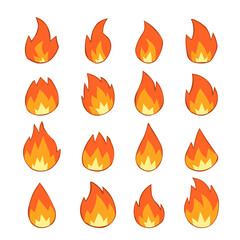 Set of Fire Cute Doodle Vector Illustration