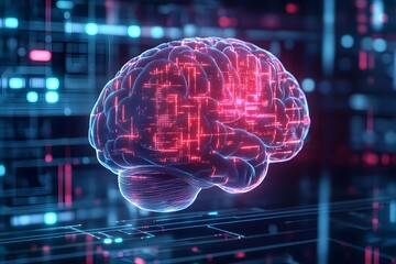 Digital Brain Visualizing Data and Intelligence Concepts in Futuristic Tech Scene