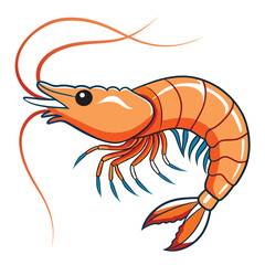 Shrimp logo. Isolated shrimp on a white background.as packaging Cartoon shrimp design element prawn crustacean sea animal Pro Vector