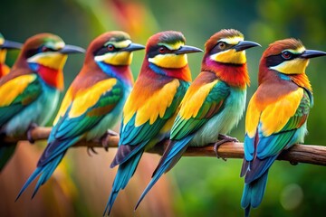 Naklejka premium Stunning Collection of Beautiful Birds Captured in Vibrant Colors in Their Natural Habitats