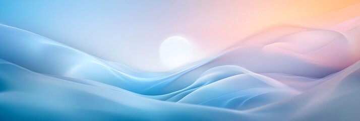 Fototapeta premium Serene Blue Gradient Landscape with Intersecting Lines and Minimal Circle Focal Point