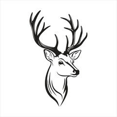 Deer head Vector silhouette illustration