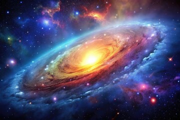 Stunning View of Distant Galaxy with Colorful Nebula and Stars in a Deep Space Background
