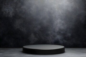 Minimalist Dark Gray Podium Platform with Spotlight for Product Display or Presentation