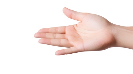 Hand holding an invisible object, isolated on transparent white background, clipping path