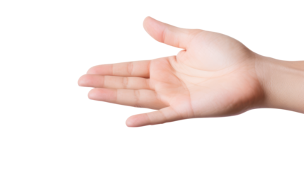 Hand holding an invisible object, isolated on transparent white background, clipping path