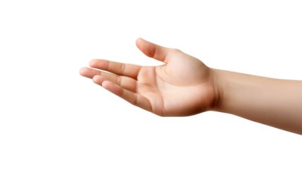 Hand holding an invisible object, isolated on transparent white background, clipping path