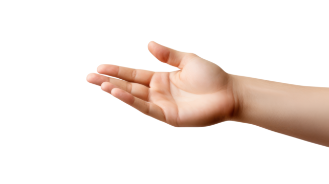 Hand holding an invisible object, isolated on transparent white background, clipping path