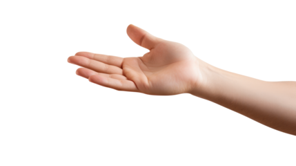 Hand holding an invisible object, isolated on transparent white background, clipping path
