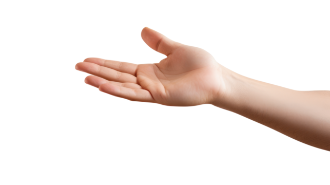 Hand holding an invisible object, isolated on transparent white background, clipping path