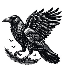 Crow silhouette vector illustrations