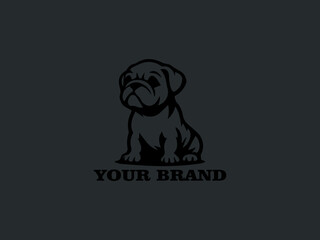 Pet Character Design, Bulldog Puppy Vector Logo, Cute Bulldog with Hilarious Expression