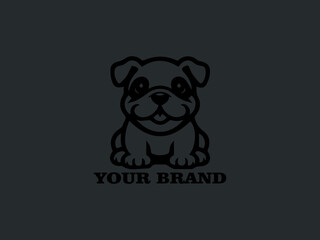 Pet Character Design, Bulldog Puppy Vector Logo, Cute Bulldog with Hilarious Expression