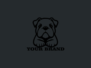 Pet Character Design, Bulldog Puppy Vector Logo, Cute Bulldog with Hilarious Expression