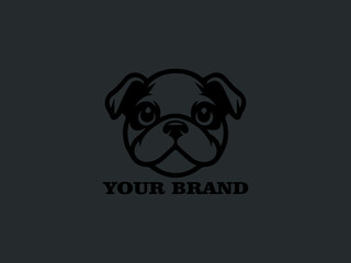 Pet Character Design, Bulldog Puppy Vector Logo, Cute Bulldog with Hilarious Expression