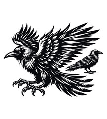 Crow silhouette vector illustrations