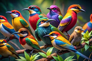 Vibrant Birds in Their Natural Habitat: A Collection of Colorful Avian Species Captured in Nature