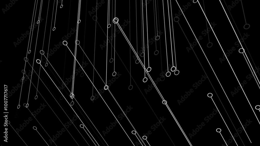 Poster Lines and circle shapes in smooth motion on a black background