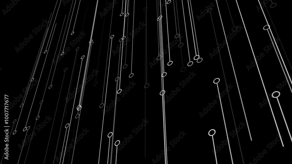 Poster Lines and circles in smooth animation on a black background