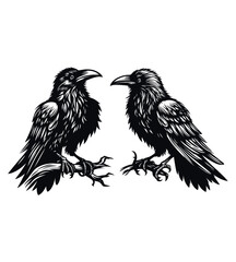Crow silhouette vector illustrations