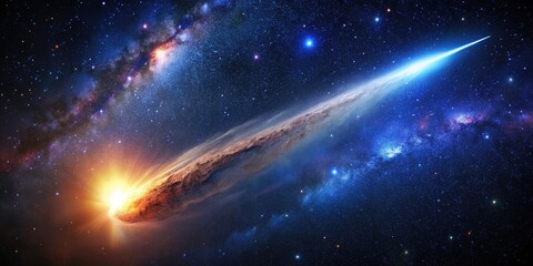 Vibrant Cosmic Comet Streaking Through the Dark Expanse of Space with a Glowing Tail of Light
