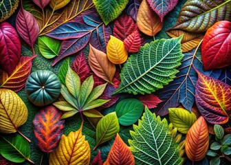 Vibrant Graphic Leaves with Intricate Patterns and Textures for Nature Inspired Designs and Art