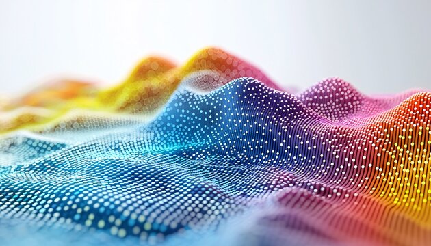 Vibrant 3D Scatter Plot Illustrating Data Correlation on White Background
