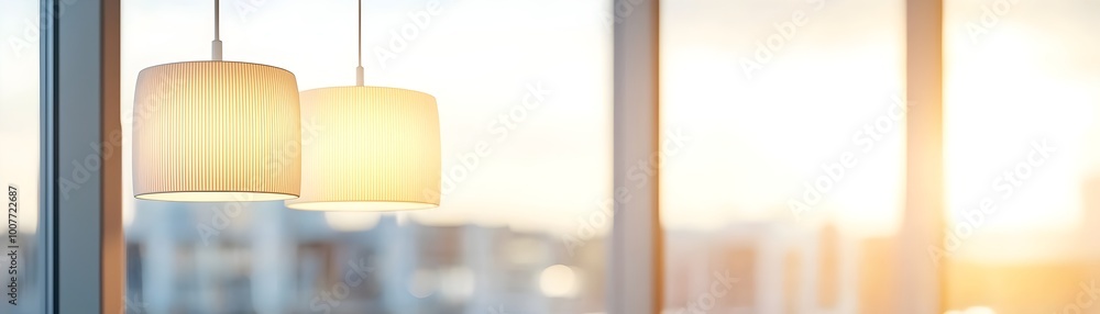Poster minimalistic scandinavian light fixture - cozy atmosphere with soft white illumination in modern int