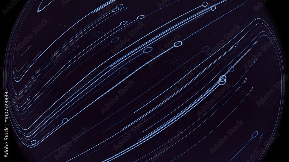 Aufkleber lines and circle shapes animation with distortion effects and fisheye lens point of view
