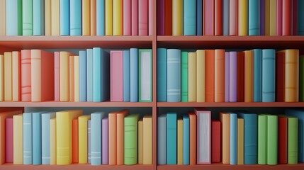Colorful Books on Bookshelf.