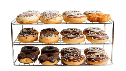 Multi-tier cooling rack for baked goods on white background 