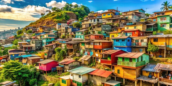 Vibrant Squatter Area in the Philippines Showcasing Resilient Community Life and Informal Housing Structures