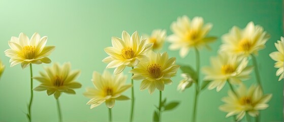Yellow Flowers on Green Background