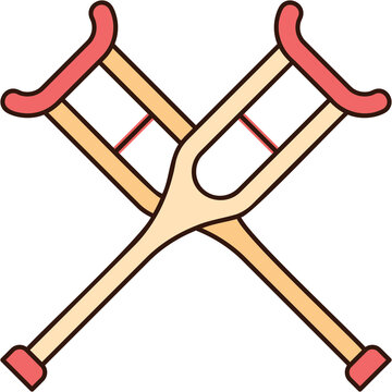 crossed crutches, red handles, medical aid clip art preview