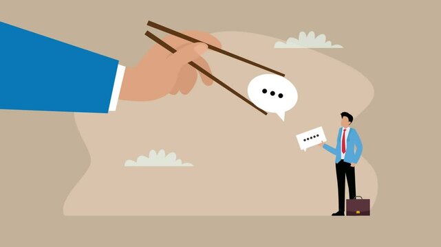 Corporate communication between coworkers, manager and team cartoon animation