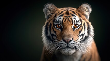 Close-up of a majestic tiger gazing intensely at the camera.