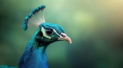 Close-up of a peacock, showcasing its vibrant plumage and intricate details.