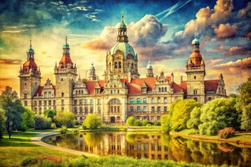 Obraz premium Vintage Poster of Leipzig Bundesverwaltungsgericht Architectural Design Retro Style Artwork Print