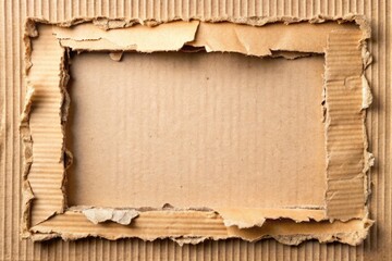 Vintage Torn Cardboard Frame with Rough Edges Perfect for Text and Photo Presentation Backgrounds
