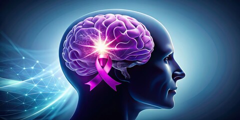 Visual representation of dementia awareness with brain graphics and supportive elements for education